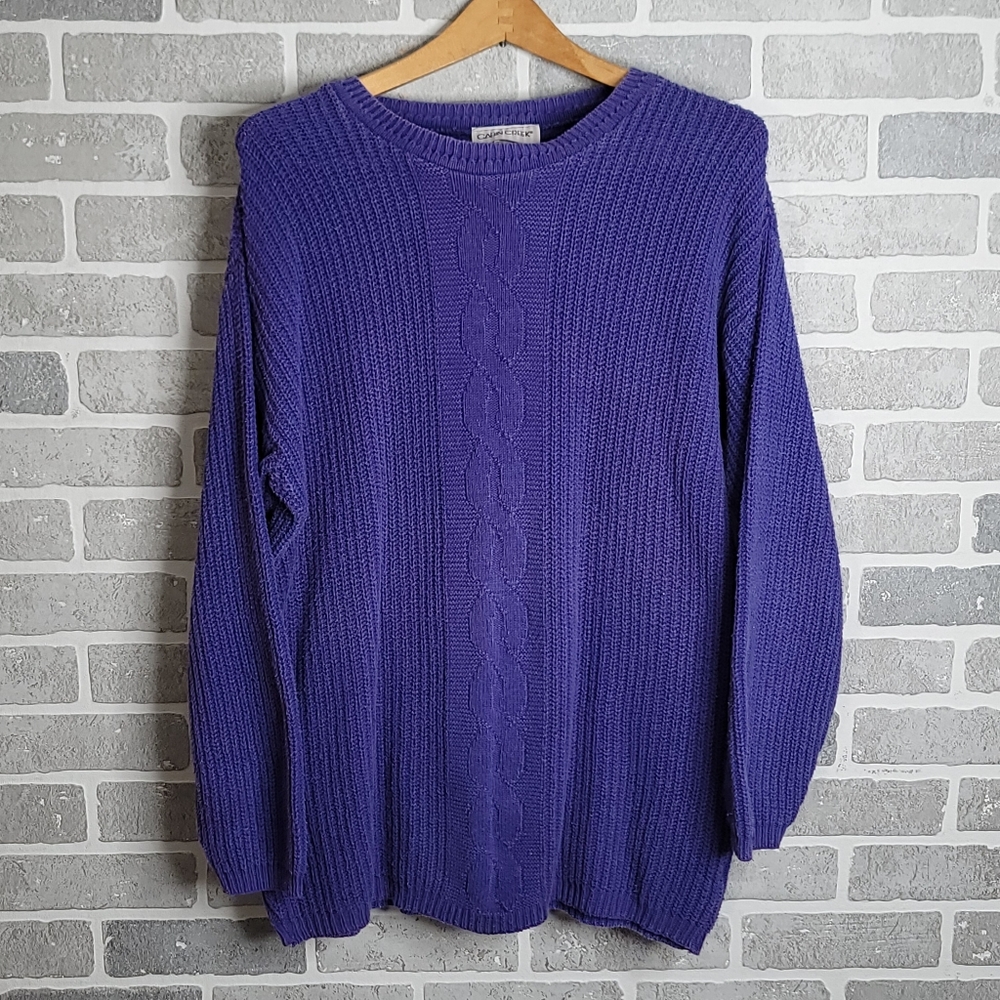 Cabin Creek Vintage Made in USA Knit Blue Sweater Women's Size Estimated M (32)